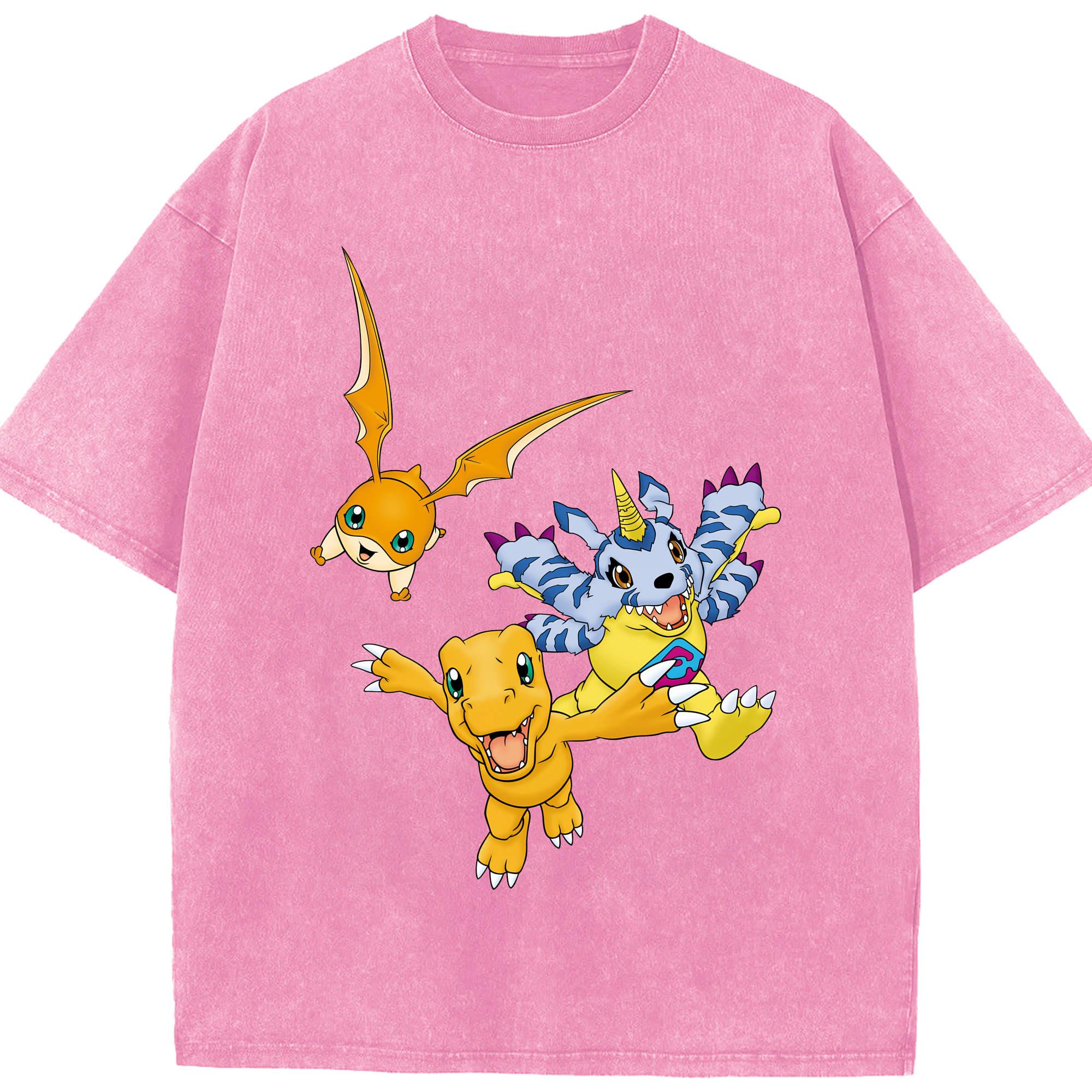 （画像用） Digimon デジタルモンスター/デジモン 綿100% ヴィンテージ風 半袖Tシャツ（フロントプリント）